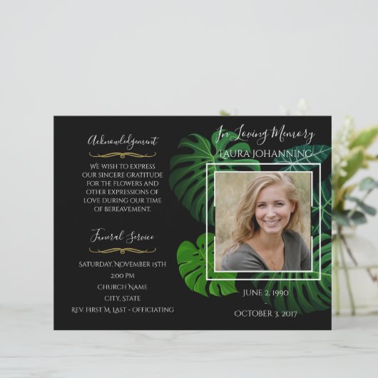 Tropische bladeren Fotobegrafenisprogramma (Staand voorkant)