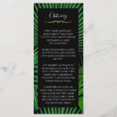 Tropische bladeren Funeral Program/Obituary Programmakaart (Achterkant)