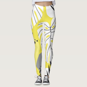 Tropische bladeren, geel illustratie. leggings