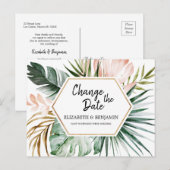 Tropische bladeren Geometrisch Lijst Verander de d Briefkaart (Voorkant / Achterkant)