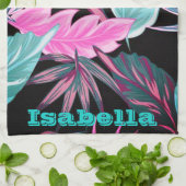 Tropische bladeren gepersonaliseerd theedoek (Gevouwen)