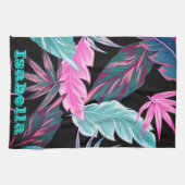 Tropische bladeren gepersonaliseerd theedoek (Horizontaal)