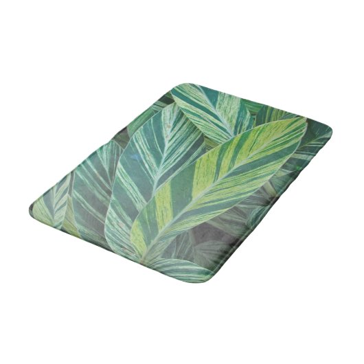 Tropische bladeren gestripte groene olievlekken badmat (Gekanteld)
