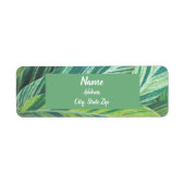 Tropische bladeren gestripte groene olievlekken etiket (Voorkant)