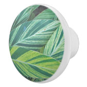Tropische bladeren gestripte groene olievlekken keramische knop (Rechts)