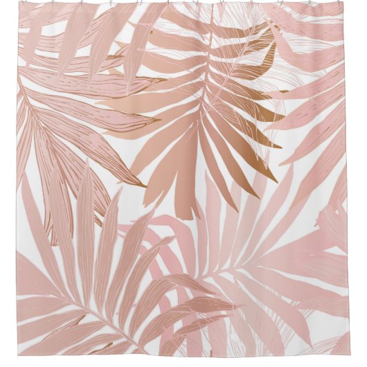 Tropische bladeren: glanzend verlooppatroon. douchegordijn (Voorkant)