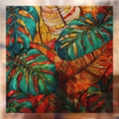 Tropische bladeren Glas in lood kunst Raamsticker (Vel 2)
