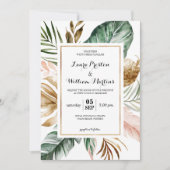 Tropische bladeren Glitter geometrische Lijst brui Kaart (Voorkant)