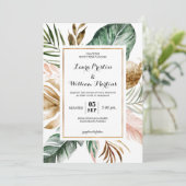 Tropische bladeren Glitter geometrische Lijst brui Kaart (Staand voorkant)