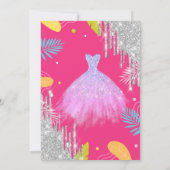 Tropische bladeren Glitter jurk roze zoet 16 Kaart (Achterkant)