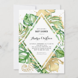 Tropische bladeren Gold Foil Summer Baby shower Kaart