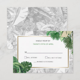 Tropische bladeren Goud Groen Botanische RSVP Kaart