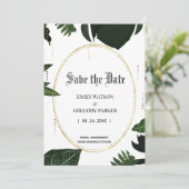 Tropische bladeren, goud met uitzondering van de d save the date (Staand voorkant)