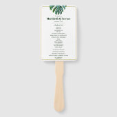 Tropische bladeren Goud Modern Beach Bruiloft Handwaaier (Voorkant)