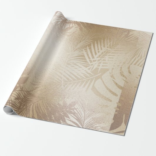 tropische bladeren goudappels folie Verpakkingspap Cadeaupapier (Uitgerold)