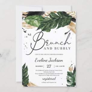 Tropische bladeren gouden bolletjes en zeepbellen kaart