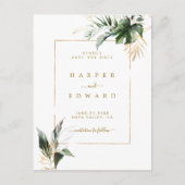 Tropische bladeren Gouden bruiloft Save the Date Aankondigingskaart (Voorkant)