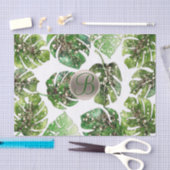 Tropische Bladeren Gouden Glitter Chic Monogram In Tissuepapier (Craft)