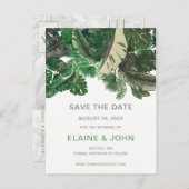 tropische bladeren gouden groene botanische bruilo aankondigingskaart (Voorkant / Achterkant)