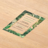 tropische bladeren gouden groene botanische bruilo acryl uitnodigingen (Laagn)