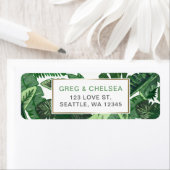 tropische bladeren gouden groene botanische bruilo etiket (Insitu)