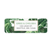 tropische bladeren gouden groene botanische bruilo etiket (Voorkant)