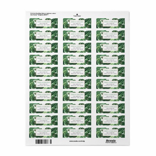 tropische bladeren gouden groene botanische bruilo etiket (Full Sheet)