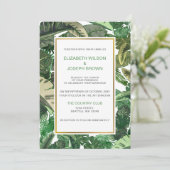 tropische bladeren gouden groene botanische bruilo kaart (Staand voorkant)