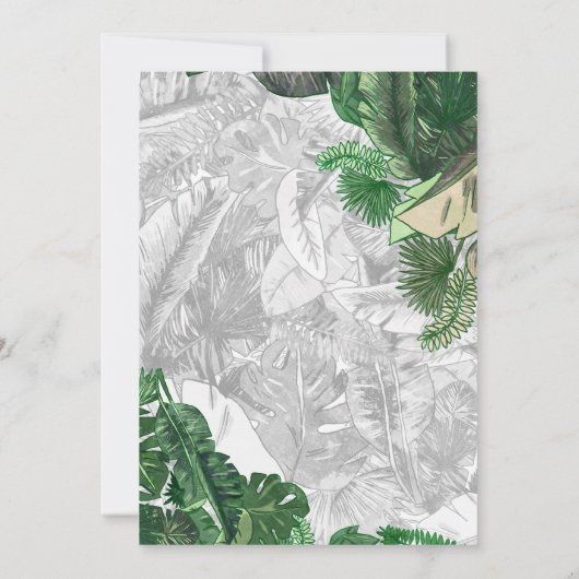 tropische bladeren gouden groene botanische bruilo kaart (Achterkant)