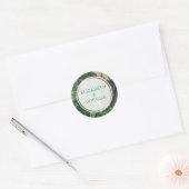 tropische bladeren gouden groene botanische bruilo ronde sticker (Envelop)