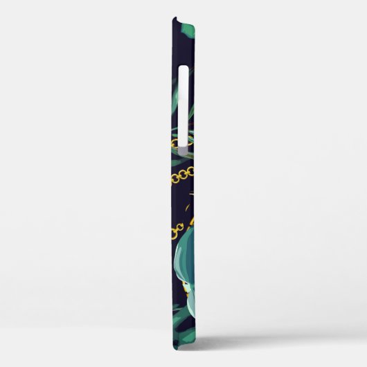 Tropische bladeren, gouden kettingen, naadloos. Case-Mate iPhone case (Achterkant / Links)
