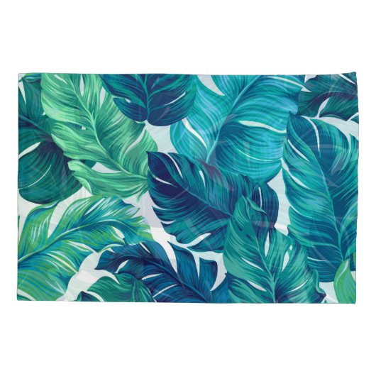 Tropische bladeren, grafisch ontwerp, realistische kussensloop (Achterkant)