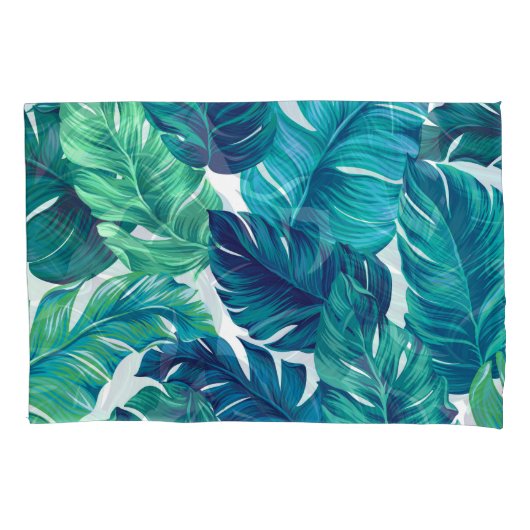 Tropische bladeren, grafisch ontwerp, realistische kussensloop (Voorkant)