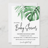 Tropische bladeren Groen Baby shower Kaart (Voorkant)