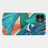 Tropische bladeren groen blauw Case-Mate iPhone case (Achterkant (horizontaal))