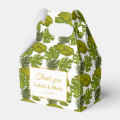 Tropische bladeren groen en goud bedankt bruiloft bedankdoosjes (Voorkant Zijde)