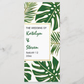 Tropische bladeren groen en goud bruiloft programm programmakaart (Voorkant)