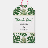 Tropische bladeren groen en gouden bruiloft Dank u Cadeaulabel (Voorkant)