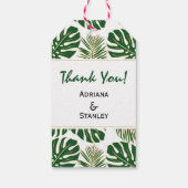 Tropische bladeren groen en gouden bruiloft Dank u Cadeaulabel (Achterkant)