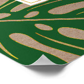 Tropische bladeren groen en gouden bruiloft welkom poster (Hoek)