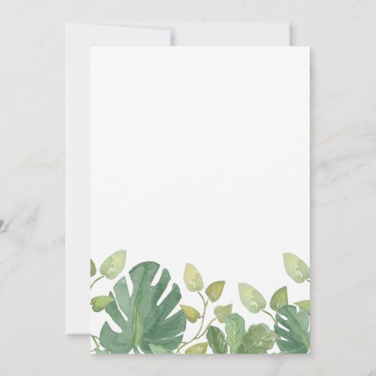 tropische bladeren | Groen en wit Bedankkaart (Achterkant)