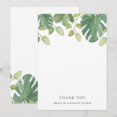 tropische bladeren | Groen en wit Bedankkaart (Voorkant / Achterkant)