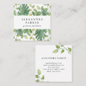 Tropische bladeren | Groen en wit Vierkante Visitekaartje (Voorkant / Achterkant)
