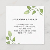 Tropische bladeren | Groen en wit Vierkante Visitekaartje (Achterkant)