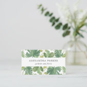 Tropische bladeren | Groen en wit Visitekaartje (Staand voorkant)