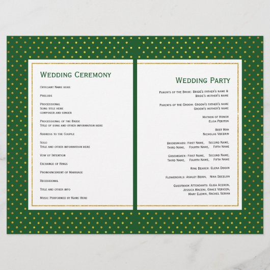 Tropische bladeren groen goud gevouwen trouwprogra (Achterkant)