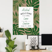 Tropische bladeren groen, gouden trouwwelkomstbord poster (Thuiskantoor)