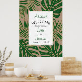 Tropische bladeren groen, gouden trouwwelkomstbord poster (Keuken)