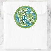 Tropische bladeren, groene achtergrond ronde sticker (Tas)