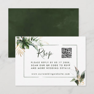 Tropische bladeren Groene Berichten RSVP met QR-co Informatiekaartje